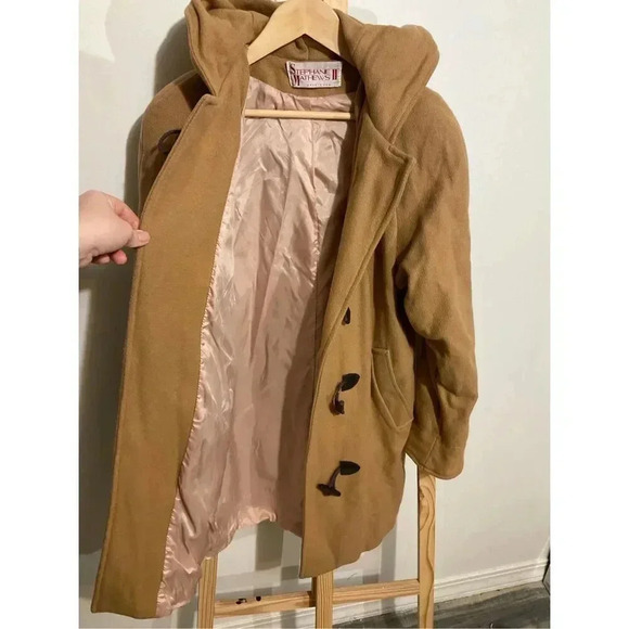 Vintage Stephanie Mathews Wool Women’s Duffle Coat size 3/4 Toggle Closure Hoode - Picture 2 of 10